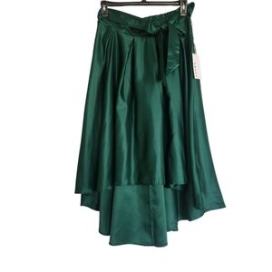 Elegant Green Satin Feel Women's Skirt Sz Large Nwt